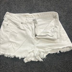 American Eagle Outfitters White Jean Shorts Distressed